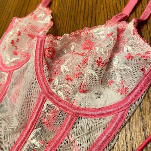 Beginning Boutique Floral Lace Tie Corset Coquette Women sz 4 US Valentine's - Picture 8 of 10